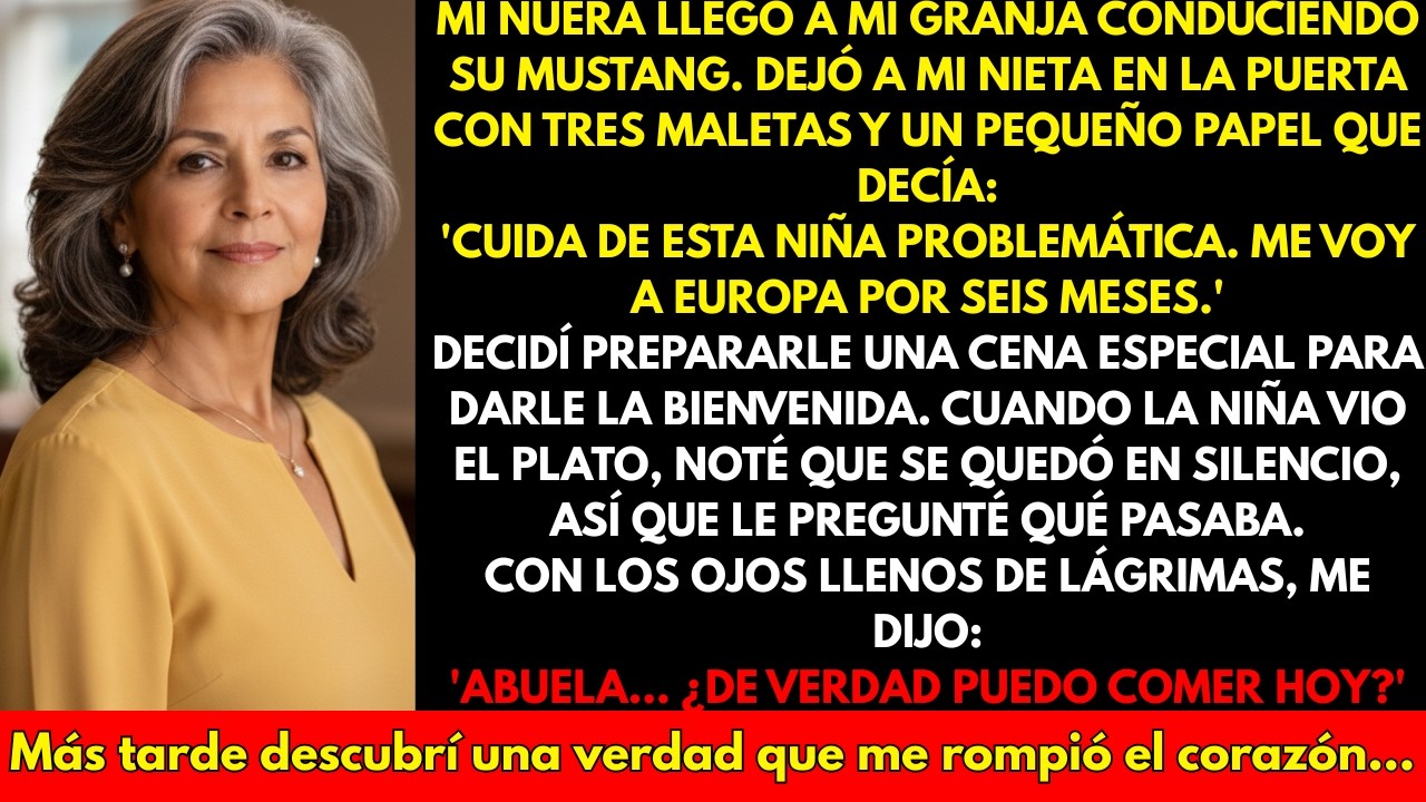 Mi nuera llegó a mi rancho en su Mustang. Dejó a mi nieta en la puerta con tres maletas y una nota..