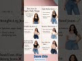 want to look best in jeans save this 💖 jeans for different body shape 😀#stylecanvas.6 #stylingtips