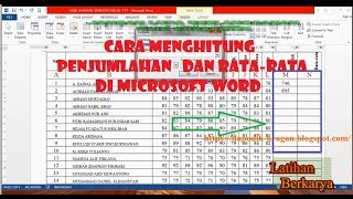 Video berisi tentang cara menghitung penjumlahan dan rata di microsoft
word .semoga bermanfaat....jangan lupa like, share and subscribe.