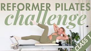 2 WEEK PILATES REFORMER CHALLENGE | CLASS 1 - 25 MIN FULL BODY REFORMER PILATES // PILATES BALL