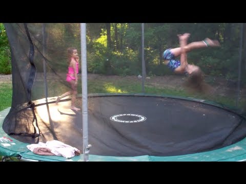 7 and 8 Year Old Gymnastics Tricks on Trampoline