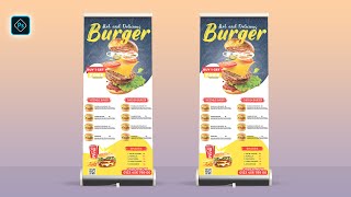 Restaurant Food Menu Roll Up Banner Design In Photoshop Tutorial