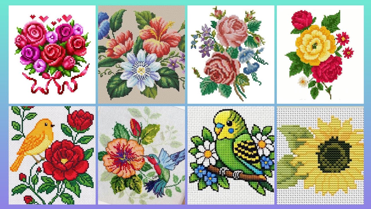 Top 100+ Amazing and Elegant Floral Cross stitch patterns || Charsuti Kerhai Ideas For Everything||