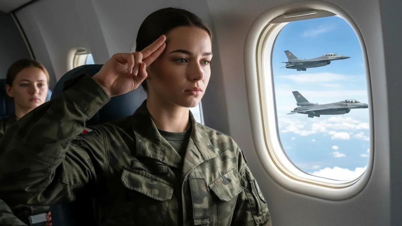 Siedziała w fotelu 12F, aż jej znak wywoławczy sprawił, że piloci F16 oddali jej salut