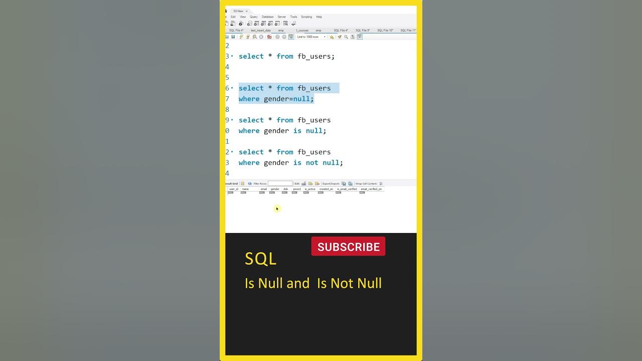 SQL Tutorial for Beginners, SQL Operators, (Is NULL, Is Not NULL), SQL ...