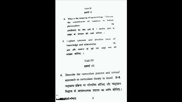 Knowledge and Curriculum B.Ed 2nd Year CRSU Previous Year Question Paper 2022✌️