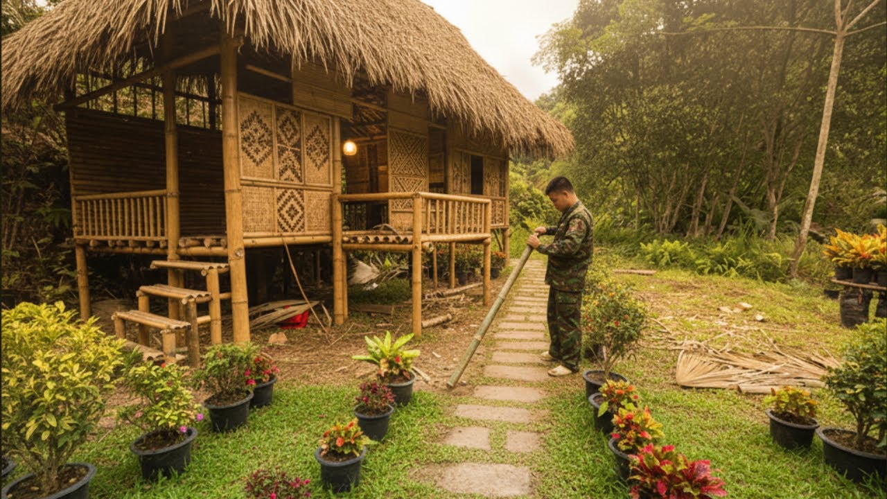 15 days to build a bamboo house in the forest alone | A Lượng Highland Boy