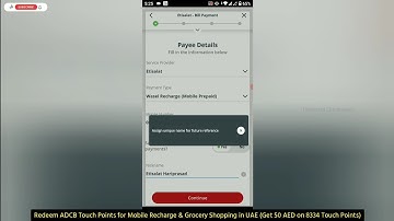 Redeem ADCB Touch Points for Mobile Recharge & Grocery Shopping in UAE (8334 Touch Points = 50 AED)