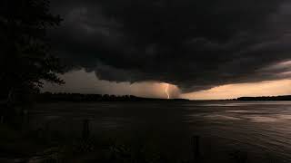 Dark Storm Over the River | Distant Thunder, Wind & Black Clouds | Southern Storm Ambience (3 Hours)