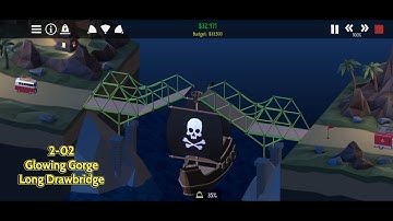 Poly Bridge 2 - Glowing Gorge - Long Drawbridge (2-02)