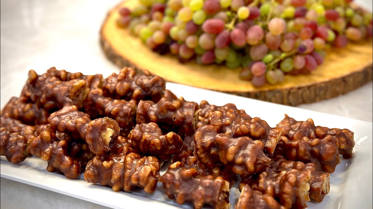 طريقة عمل السجق بالجوز (الملبن التركي) من دبس العنب بطريقة مضمونة/ Turkish Delight from fresh grape