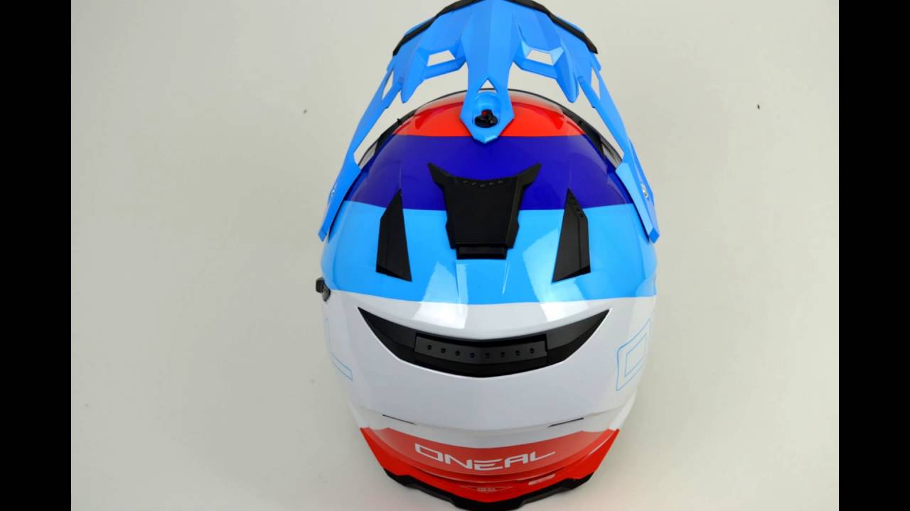 2017 ONeal Sierra Adventure Helmet - Edge White Red Blue - YouTube