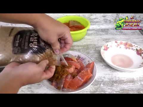 Red fish shashlik, a simple but very tasty marinade for a fish dish on coals