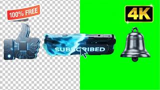 3D Subscribe Button Animation Digital HUD | Transparent PNG & Green Screen | Sound Included