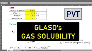 PVT 10: Gas Solubility by Glaso's Equation