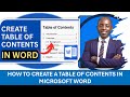 HOW TO CREATE A TABLE OF CONTENTS IN MS WORD