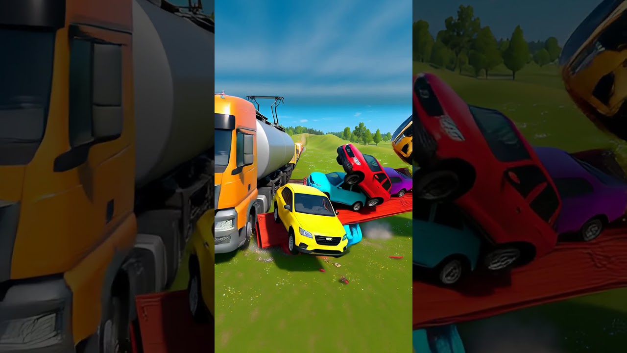 A highly detailed 3D-rendered crash scene in the style of