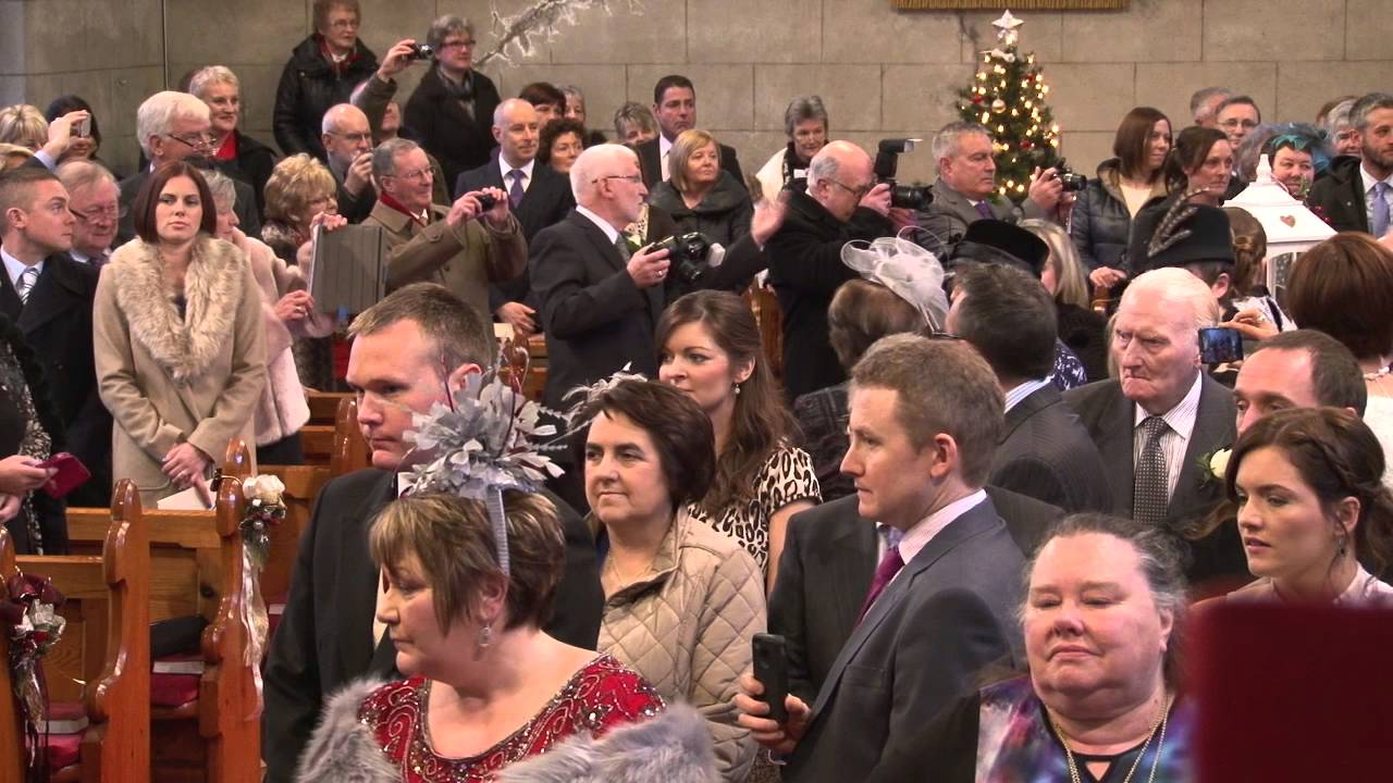 Christmas Weddings. Stunning Bridal entrance to Highland cathedral - Downshire Brass Band