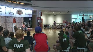 Rebecca Lobo talks to fans at Basketball Hall of Fame