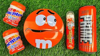 Satisfying Video | Unpacking 1 Rainbow M&M'S Containers with Color Candy ASMR orange