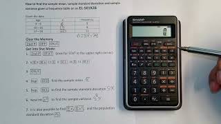 Sample Mean, Standard Deviation & Variance in a Frequency Table on a Sharp EL-501X2B