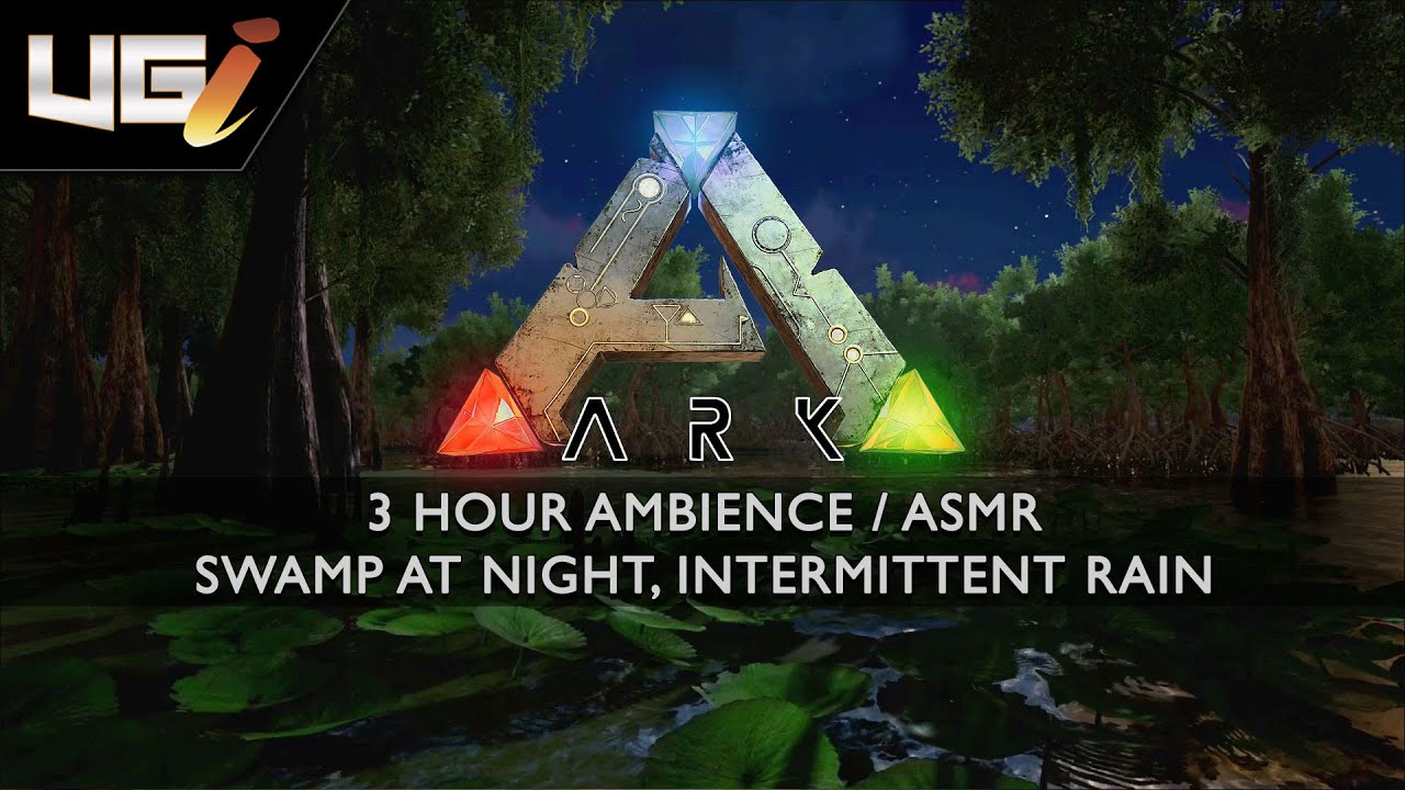 Ark Survival Evolved │ Ambience, ASMR │ Swamp at night, Intermittent Rain