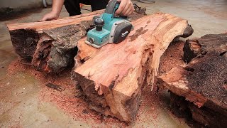 Search Diamonds Inside Rotten Hardwood Trunks: Best Waste Woodworking Ideas || DIY Woodworking Tools