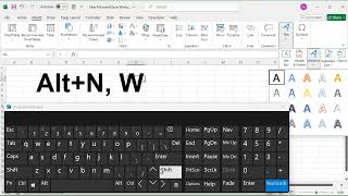 Shortcut to Insert WordArt in excel