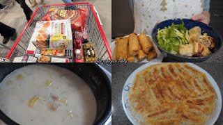 Grocery shopping before Christmas , Vietnamese spring rolls, making Asian dessert by rice cooker