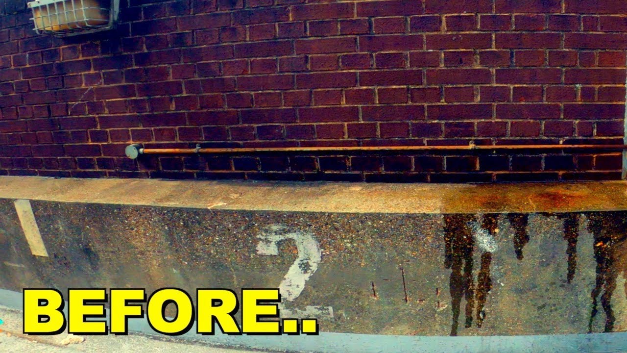 Pressure washing FILTHY concrete PRIVATE PARKING AREA for clients Part 2 !!  Jet vs Chemicals