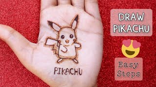 How to draw Pikachu step by step ||  Pikachu Henna tattoo design ||  Mehndi creations
