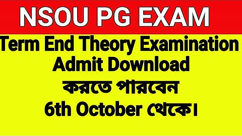 NSOU PG Admit Card Download|| Term End Examination  June 2020