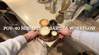 POV Solo barista working at a busy cafe in London