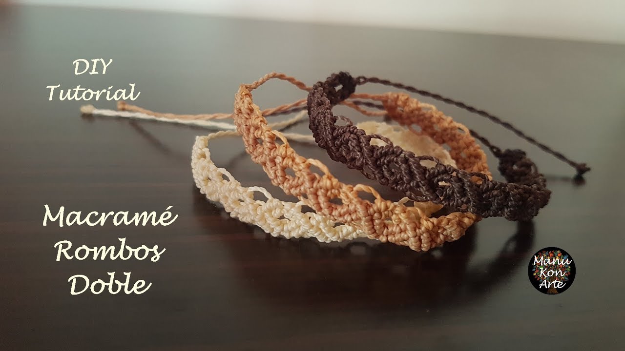 DIY Tutorial Cómo Hacer una Pulsera Macramé Rombo Doble Básica Fácil/How to make Macrame  Bracelet
