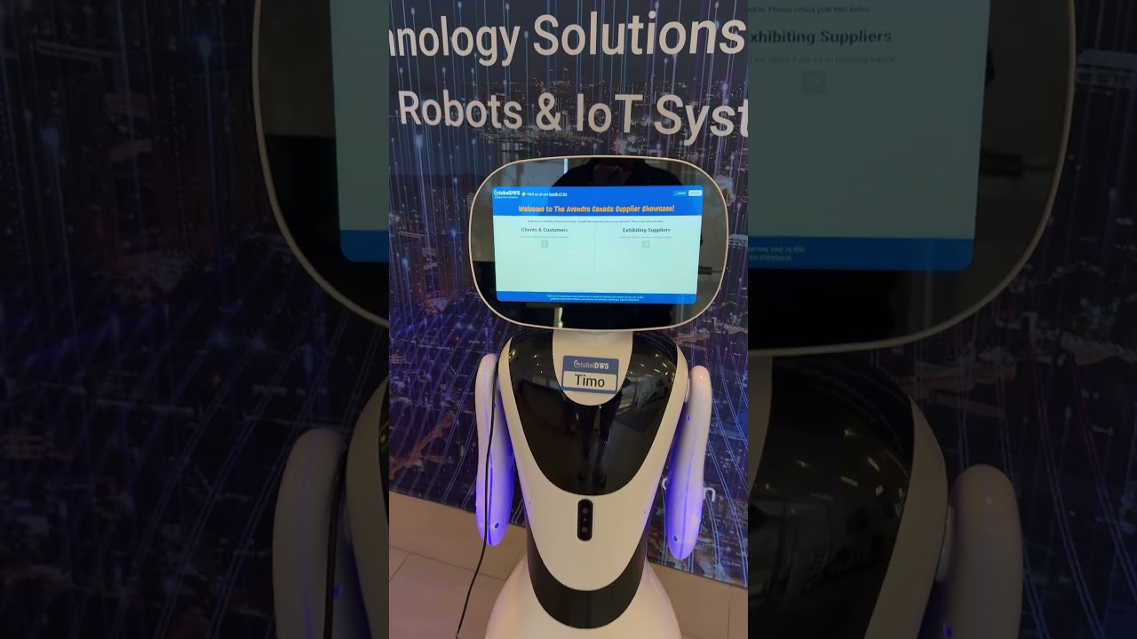 GlobalDWS Timo robot welcomes guests to Avendra Toronto Supplier Showcase (Sept 4, 2025)