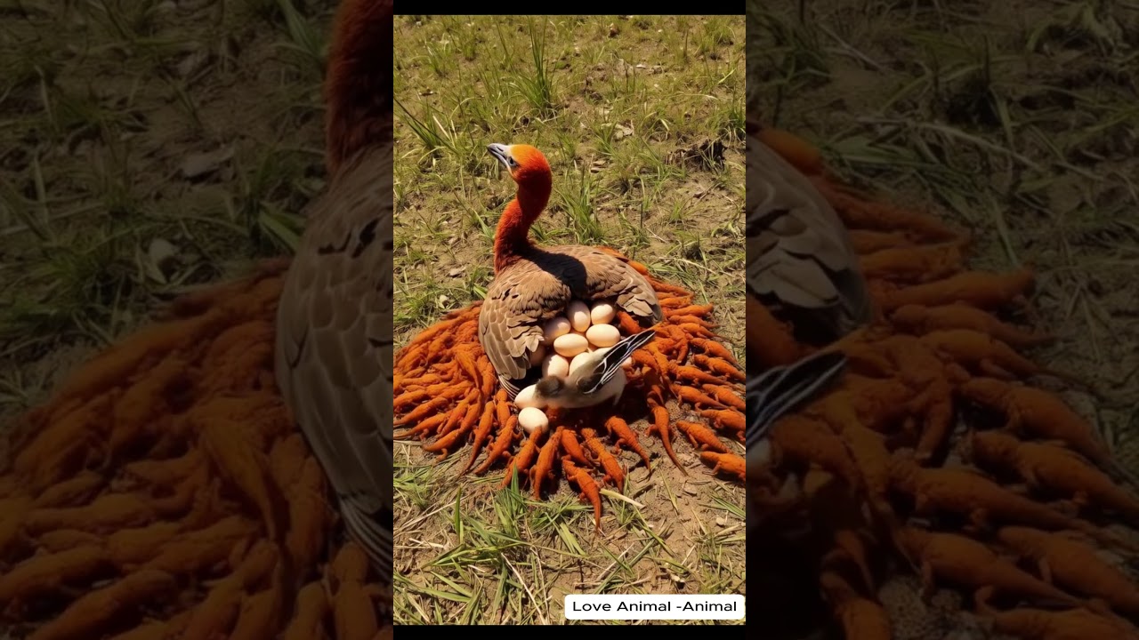 mother bird protects baby bird from lizards 