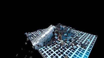 Lightwave 11.5 sample scene render - falling sphere breaks tower