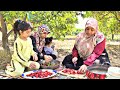 Farm to table strawberry jam with fresh strawberry fruit by iranian rural women