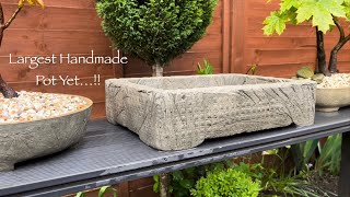 Making Large Rustic Cement Bonsai Pot/ Succulent Trough Easy! Made With Junk #cement #pottery #diy