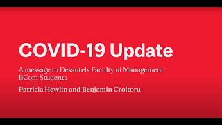 A message to Desautels Faculty of Management BCom students