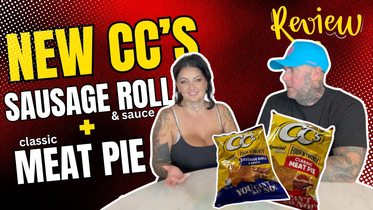 CC Limited edition Sausage Roll & Sauce and Classic Meat Pie Taste Test Food Review Aussie Couple