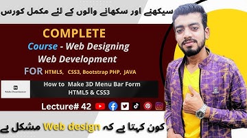 Web Designing Full Course In Urdu/Hindi Language Class 42 | How to Make 3D Menu Bar Form HTML&CSS