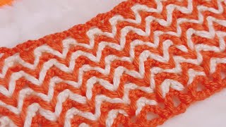 96 - Çok merak edilen iki renk tığ işi örgü modeli very curious crochet knitting