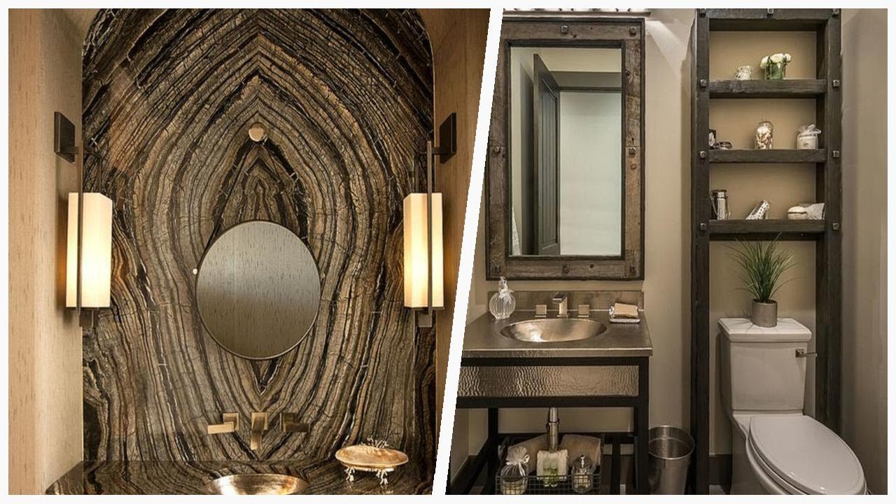 75 Dark Wood Floor And Painted Wood Floor Powder Room Design Ideas