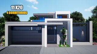 CASA HERMOSA DE DOS PISOS 11X20 | CUATRO DORMITORIOS | JMC ARQUITECTURA (2023)