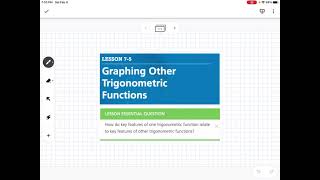 Graphing Other Trigonometric Functions (Lesson 7-5)