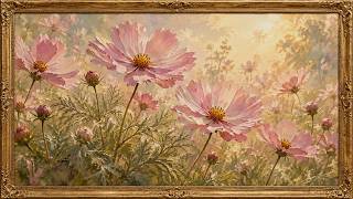 Vintage Pink Cosmos in Soft Light | Floral Frame TV Art | 2 Hours No Music screenshot 1