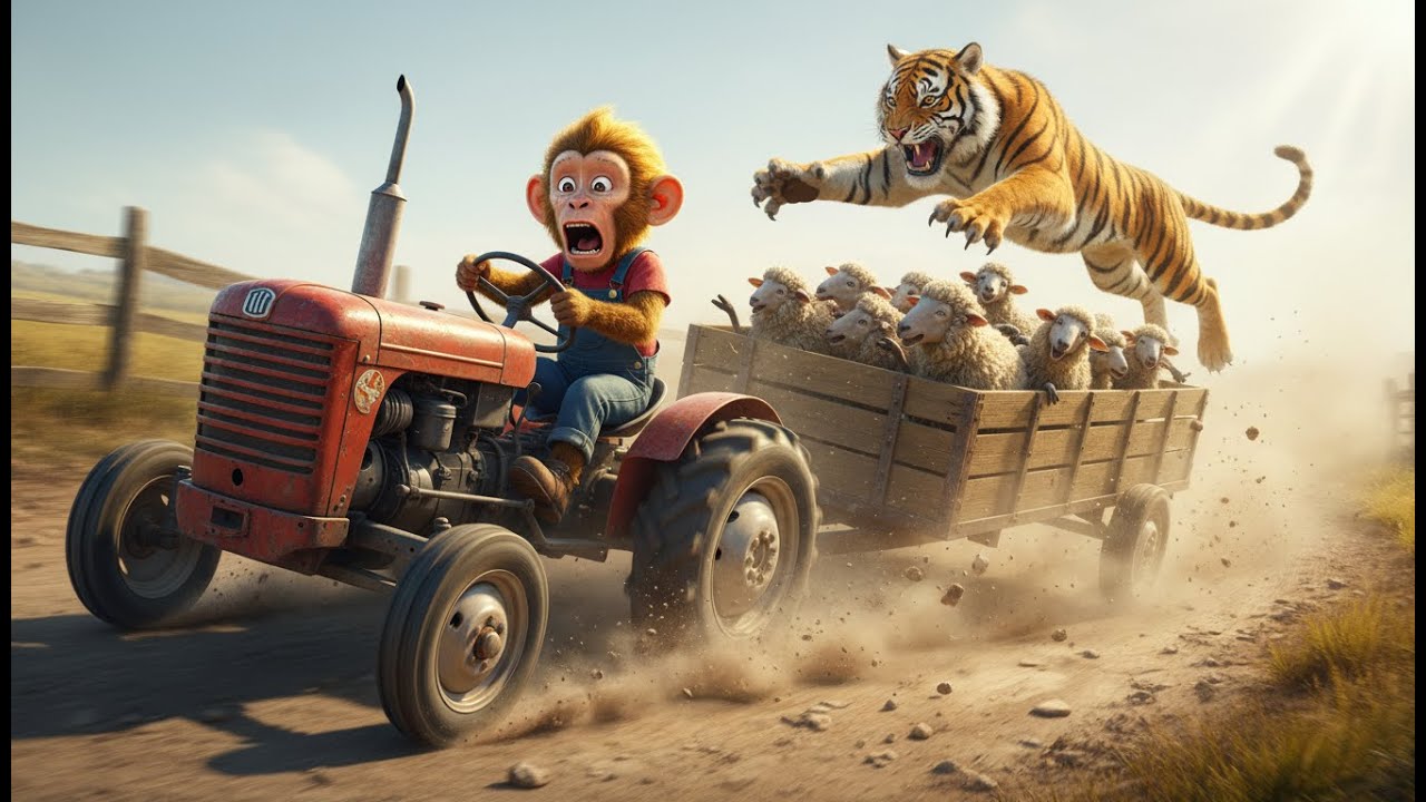 Monkey’s Farm: The Fierce Battle Between Monkey and Tiger 🐯 The Tiger Who Fears Water 🐒🚜🐯