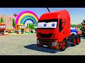 Transporting Huge Colorful Mixer Truck With MAN Long Flatbed Trailer Trucks MACK SCANIA VOLVO FS22