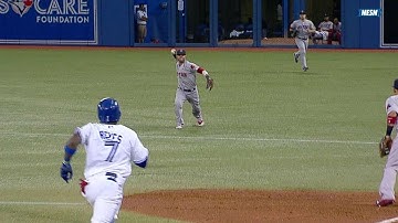 Pedroia makes a diving stop to save a run